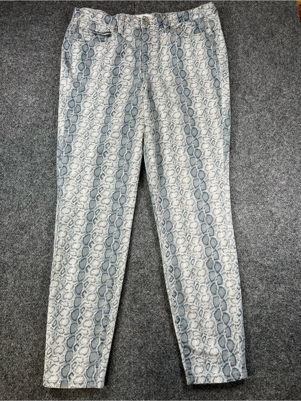 Nicole Miller Snake Print SOHO High Rise Skinny Pants - Blue Gray